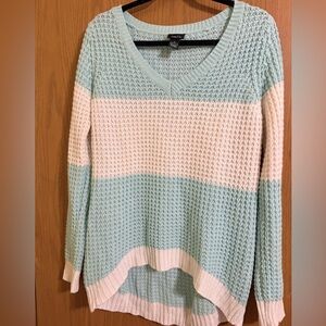 Rue21 Light turquoise and Cream V-Neck Sweater